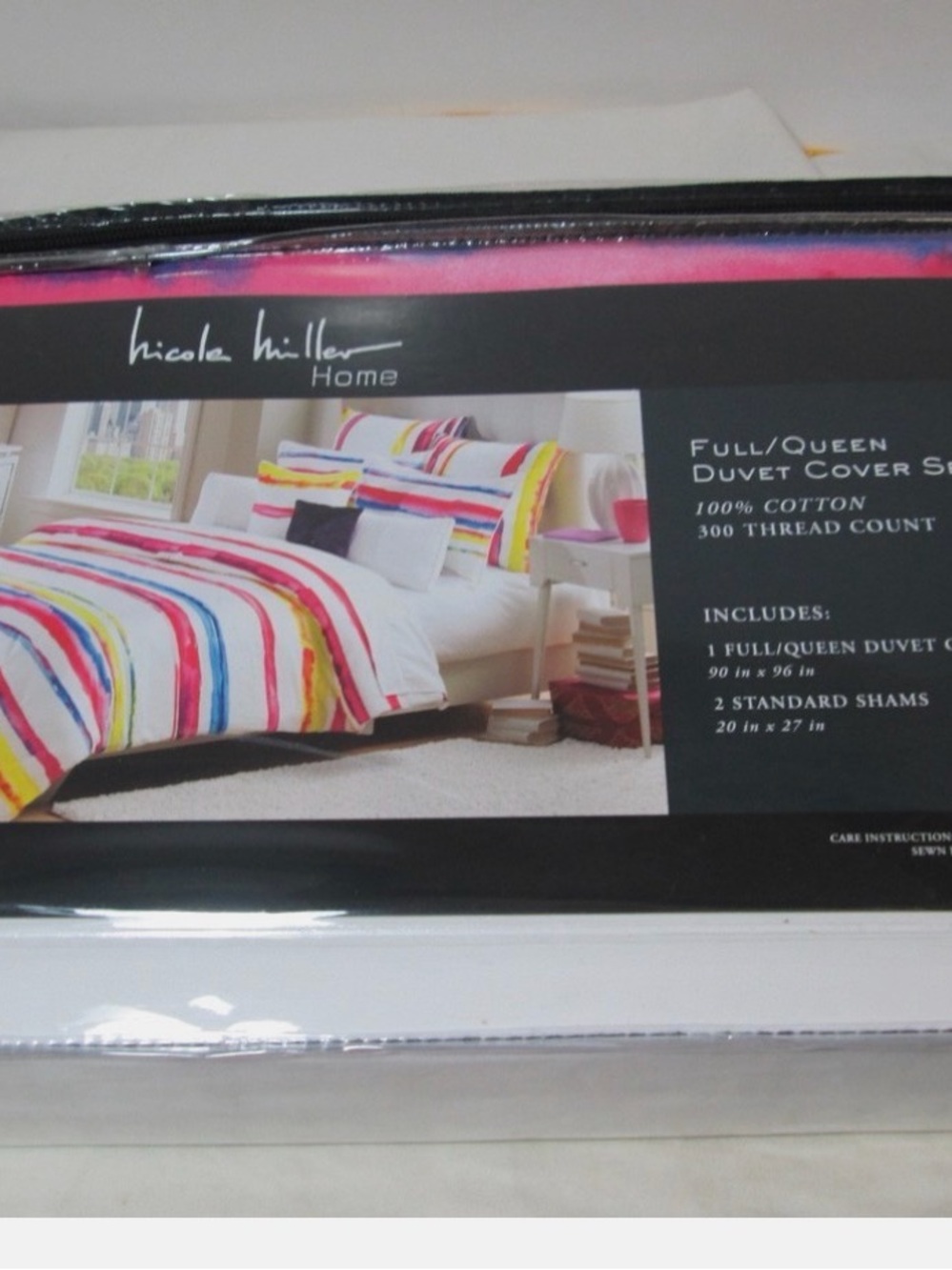 Nicole Miller Multicolor Watercolor Stripe Duvet Cover